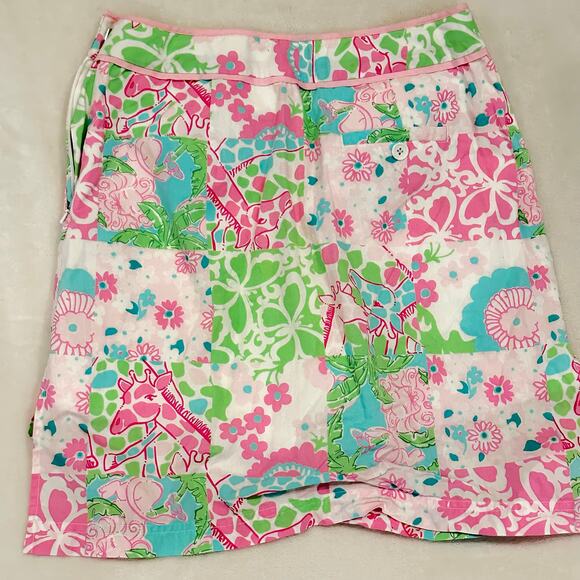 Lilly Pulitzer Skort sz 0 Giraffe Lion Patchwork Skort - Picture 5 of 6